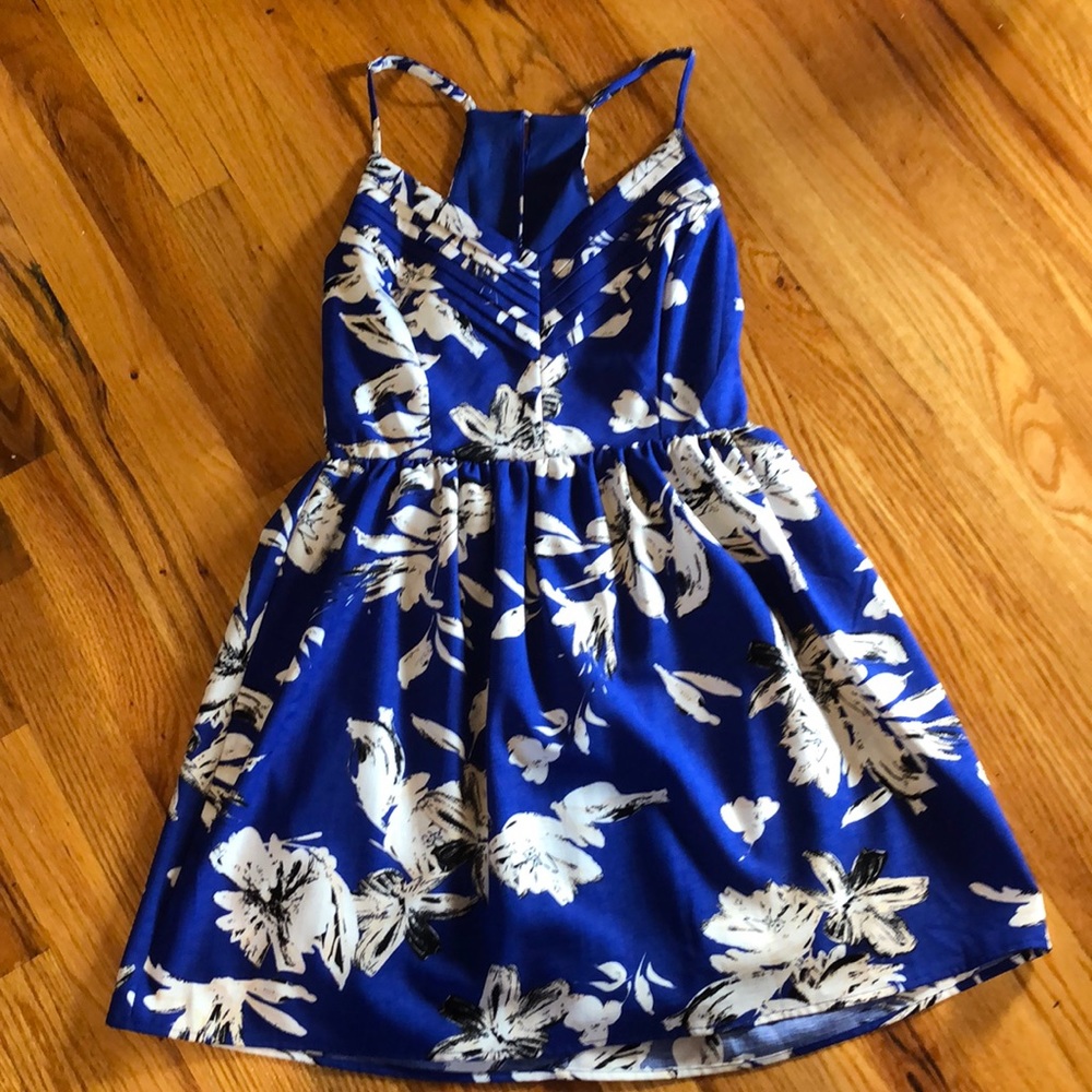 Blue and White Floral Dress
